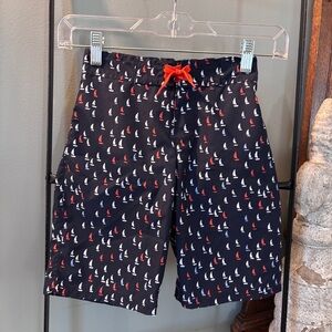 NWT Janie and Jack Sailboat Navy Swim Trunks Bathing Suit Size 7 Nautical Boys